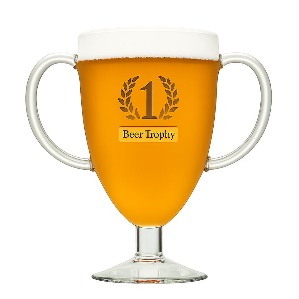 Bierglas in de vorm van een trofee